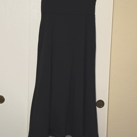 Black Midi Skirt Flared A Line Elegant Minimalist Career Style - Picture 1 of 4